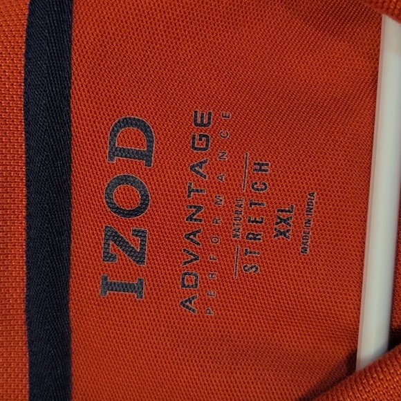 IZOD Men's Burnt Orange Advantage Performance Stretch Short Sleeve Polo - Picture 3 of 6